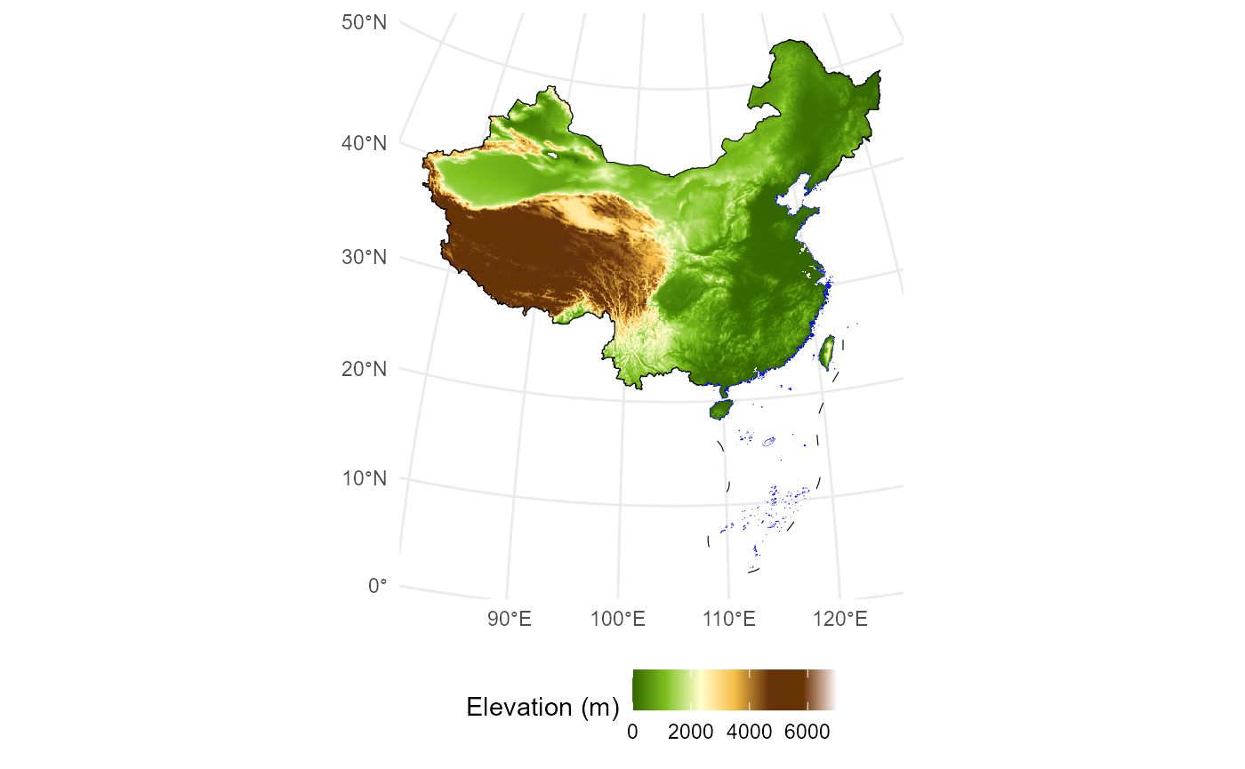 Elevation Map of China