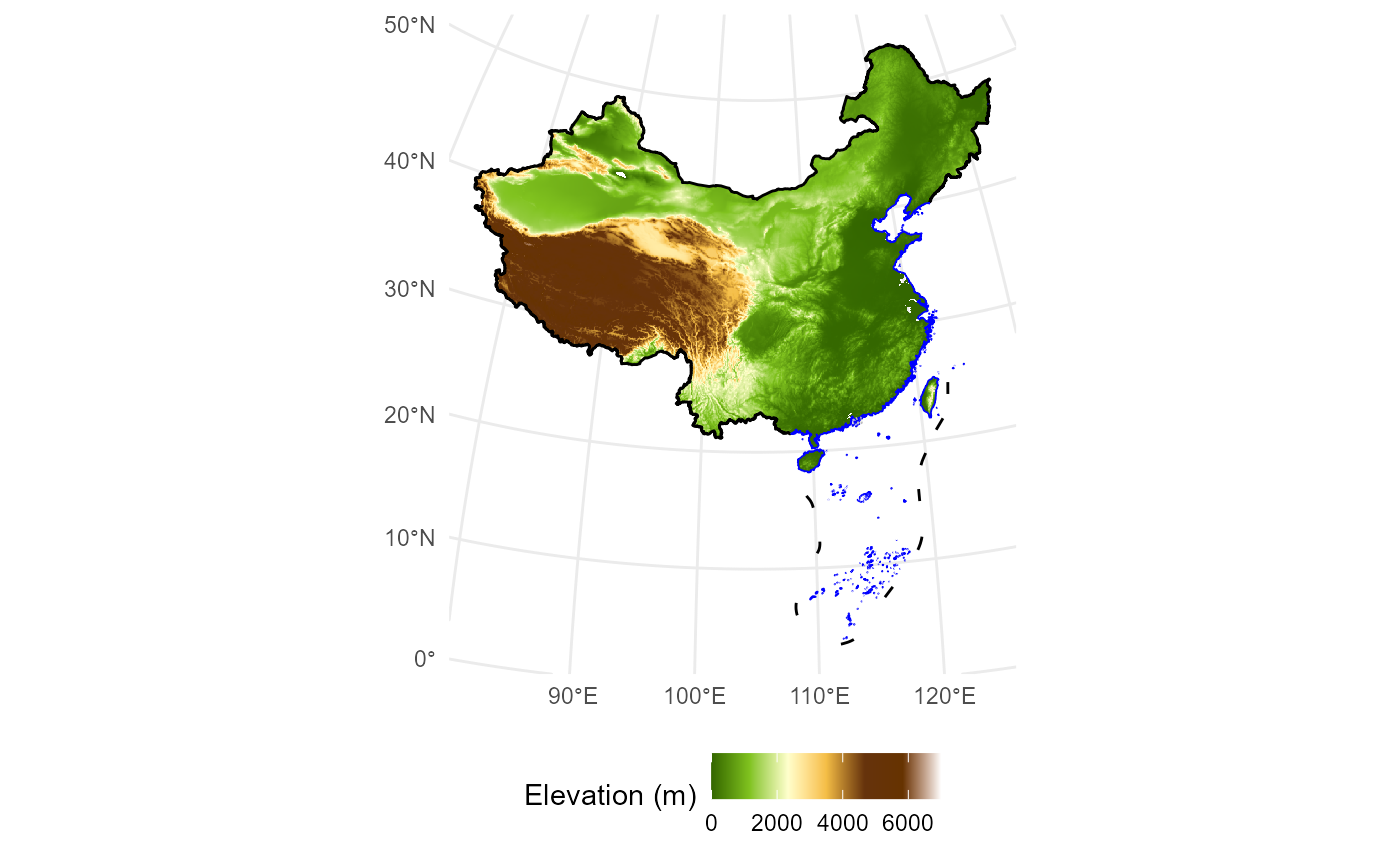 Elevation Map of China